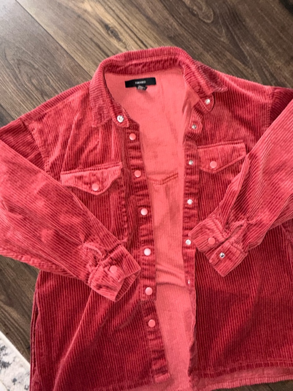 Forever 21 Coral Pink Corduroy Button Jacket